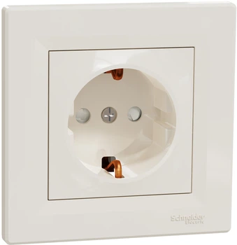 Розетка з заземленням з захисними шторками Schneider Electric Asfora Крем EPH2900223