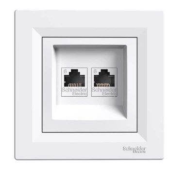 Розетка комп'ютерна RJ45 UTP кат.6Е подвійна Schneider Electric Asfora Біла EPH4800121