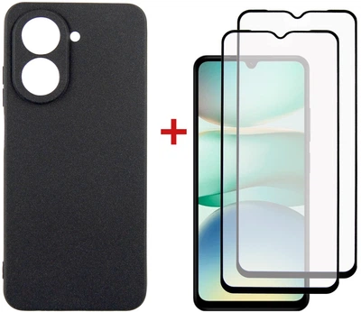 Комплект чехол для смартфона + стекло 2 шт DENGOS Carbon для Xiaomi Redmi A5 Black (DG-CTG2P-24)