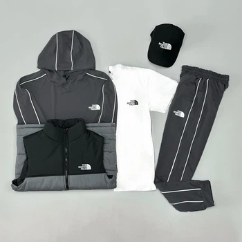 Мужской демисезонный спортивный костюм 5в1 TNF L серый (Т0012)