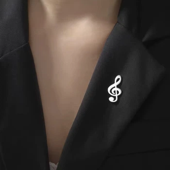 Значок из стали BROCHE брошь бижутерия Музыка Скрипичный ключ серебристый BRGV114900