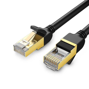 Интернет кабель для роутера Cat 7 UGREEN NW107 F/FTP Round Ethernet Cable патч-корд lan провод RJ45 15 метров черный (11274)