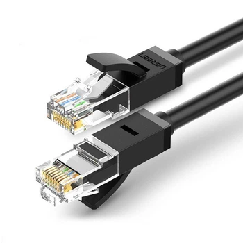 Интернет кабель для роутера Cat 6 UGREEN NW102 U/UTP Round Ethernet Cable патч-корд гигабитный lan провод RJ45 10 метров черный (20164)