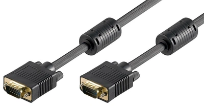 Кабель монітора-сигнальний Goobay VGA HD15 M/M 30.0m D=9.0mm 2xShielded Ferrite Gold чорний(75.06.8141)