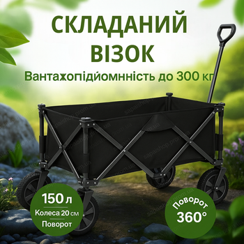 Тележка складная Bonro B-710 хозяйственная универсальная вагон 300кг для кемпинга ручная 360° колеса компактная