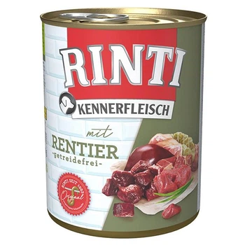 Беззерновой влажный корм Rinti Kennerfleisch mit Rentier Ринти полнорационный для собак, Оленина 800 г (91078)