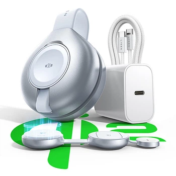 Qi2 бездротова зарядна док станція для apple айфона годинника навушників телефону 3 в 1 magsafe портативна складна магнітна зарядка на айфон iphone airpods швидка зарядка apple watch епл вотч QINETIQ Zink travel 25W Qi сертифікована