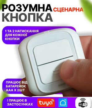 Кнопка сценарна Wi-fi 2 кнопки (4 сцени) бездротова Tuya Smart Life