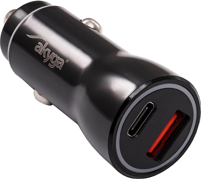 Автомобільний зарядний пристрій Akyga USB-A + USB-C PD 36 Вт Black (AK-CH-16)