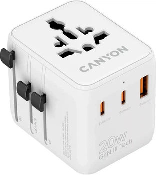 Ładowarka sieciowa Canyon OnTour 20 Travel Adapter EU/UK/US/AUS 20W White (CNS-TA20W1005W)