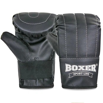 Снарядні рукавички Кожвініл BOXER Тренувальні (р-р L, Чорний) (2015_Чорний_L)