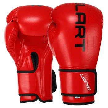 Перчатки боксерські PU на липучці ZELART (р-р 14oz, Червоно-чорний) (BO-9056_Червоно-чорний_14_унц)