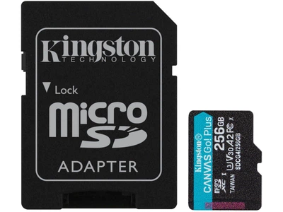 Карта пам'яті Kingston 256GB microSD C10 UHS-I U3 A2 V30 + SD Adapter (SDCG4/256GB)