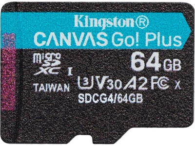 Карта пам'яті Kingston 64GB microSD C10 UHS-I U3 A2 V30 (SDCG4/64GBSP)