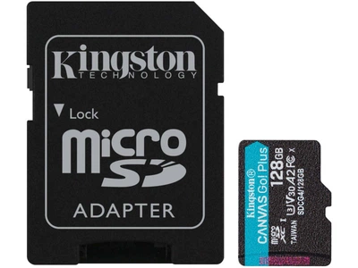 Карта пам'яті Kingston 128GB microSD C10 UHS-I U3 A2 V30 + SD Adapter (SDCG4/128GB)