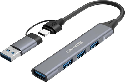 USB-hub Canyon DS-02 4in1 USB-A/C Grey (CNS-TDS02G)