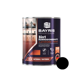 Емаль алкідна Bayris 3 в 1 чорна 3 кг