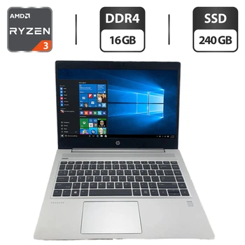 Ноутбук HP ProBook 445 G7 / 14" (1920x1080) IPS / AMD Ryzen 3 4300U (4 ядра по 2.7 - 3.7 GHz) / 16 GB DDR4 / 240 GB SSD / AMD Radeon Graphics / WebCam б/у