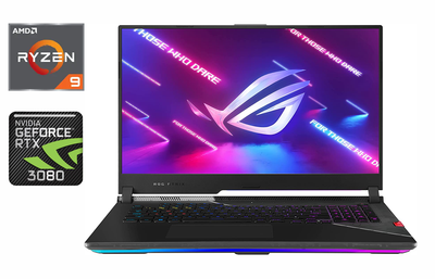 Игровой ноутбук Asus ROG Strix G733Q / 17.3" (1920x1080) IPS / AMD Ryzen 9 5900HX (8 (16) ядер по 3.3 - 4.6 GHz) / 32 GB DDR4 / 1000 GB SSD / nVidia GeForce RTX 3080, 8 GB GDDR6, 256-bit / Windows 11 б/у