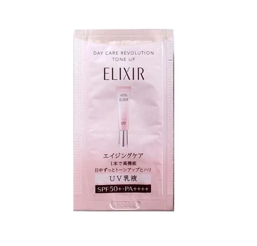 Сонцезахисна, тонізуюча емульсія Shiseido Elixir Day Care Revolution Tone Up SPF 50+ PA++++, пробник 0,5 г