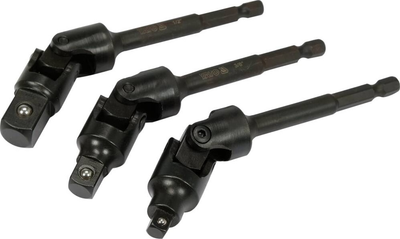 Uchwyt-adaptery nasadek YATO z 6-kąta - 1/4" na kwadrat - 1/4", 3/8", 1/2" L=125 mm Cr-V 3 szt (YT-04641)