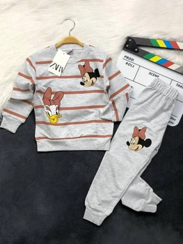 Спортивный костюм детский ZARA в полоску принт Disney 110-116 серый