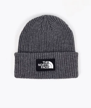 Шапка The North Face в сером цвете, One Size (универсальный размер).