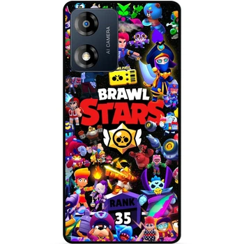 Силиконовый чехол бампер Candy для Motorola Moto E13 с картинкой Brawl Stars Бравл Старс Силовая Лига Нокаут Леон Ворон