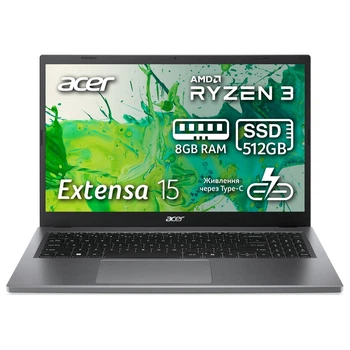 Ноутбук Acer Extensa EX215-24 15.6" FHD IPS, AMD R3-7320U, 16GB, F512GB, UMA, Lin, серый