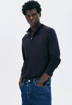 Свитер чоловічий тонкої в'язки Regular Fit H&M (58513) M Темно-синій