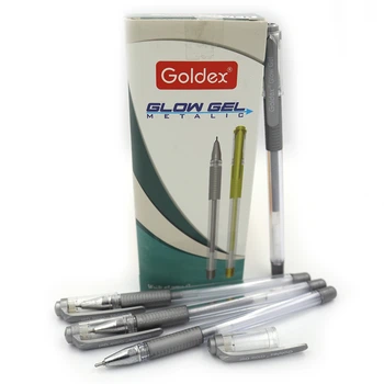Набір ручок, ручка гелева Goldex Glow Gel Metalic #894 серебро 1,0мм з грипом, 12 шт в упаковці, 894-silver