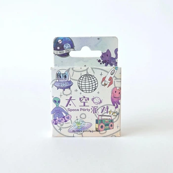 Коробка з декоративними наліпками для творчості Box Stickers DIY 4x4 см космічна вечірка