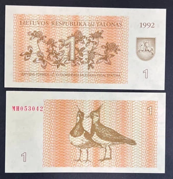 Банкнота Литва 1 талон 1992 р. UNC