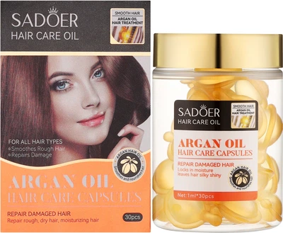 Капсули з аргановою олією для волосся - Sadoer Argan Oil Hair Care Capsules 30шт (1345900-20188004)
