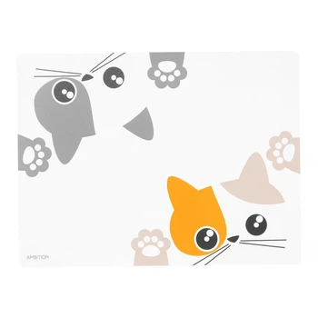 Килимок під тарілку прямокутний 30х40 см Ambition Kitty дитячий 2 кота білий пластик арт. 21249
