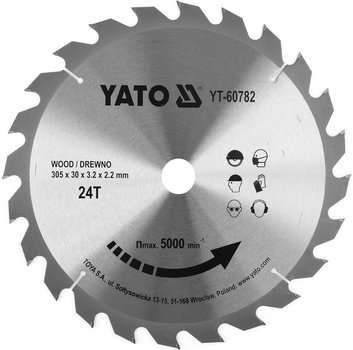 Tarcza widiowa do drewna YATO 305 x 24 zęby x 30 mm dla YT-82175 (YT-60782)