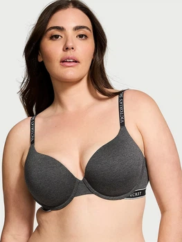 Бюстгальтер з Push-up з кісточками бавовняний Victoria's Secret 102864947 34C Сірий (1159841819)