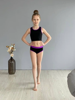 Комплект для pole dance подовжений топ та труси з біфлексу Рут зріст 122