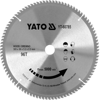 Tarcza widiowa do drewna YATO 305 x 96 zębów x 30 mm dla YT-82175 (YT-60785)