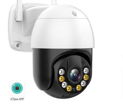 Беспроводная уличная камера WiFi ICSEE 4MP PTZ Черно-белая Управление с телефона