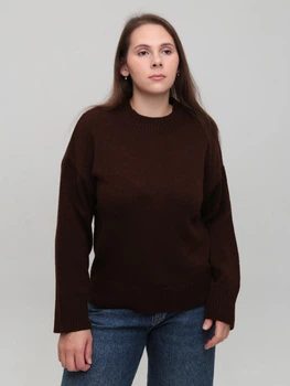 Свитер женский коричневый теплый укороченный 8533-9-Т ONE SIZE