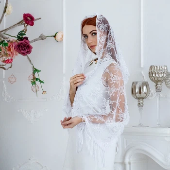 Білий шарф до храму, на вінчання на хрестини Ліра