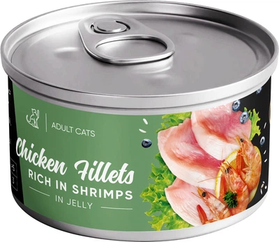 Корм вологий Savory Chicken Fillets rich in Shrimp in Jelly for Adult Cats філе курки з креветками в желе для дорослих котів 70 г (4820261920994)A