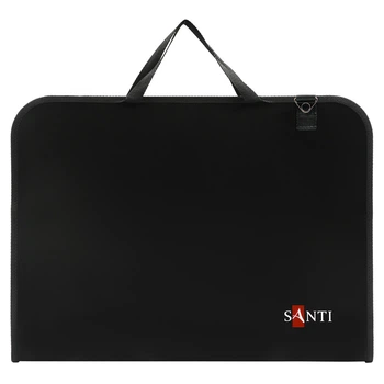 Папка-портфель А3 для ескізів з тканинними ручками чорна пластик Santi (492282)