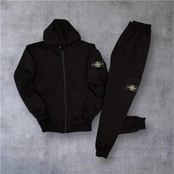 Мужской осенний спортивный костюм Stone Island L черный (SI0014)