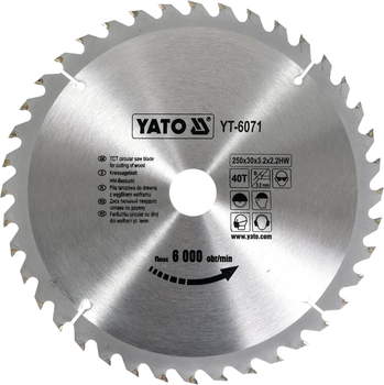 Tarcza widiowa do drewna YATO 250x30 mm 40 zębów do 6000 obr/min (YT-6071)