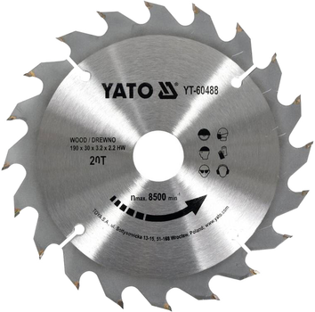 Диск пиляльний по дереву YATO 184х30 мм 40 зубців до 9000 об/хв (YT-6061)