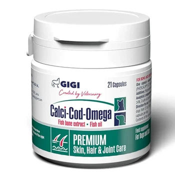 Харчова добавка GIGI Cod-Omega-Plus для собак і кішок 21 капсула зміцнення кісток і зубів