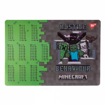 Подкладка для стола Yes Minecraft Heroes, таблица умножения, 2 шт. в упаковке