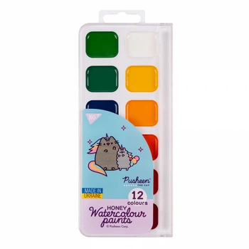 Краски акварельные Yes Pusheen, 12 цветов, медовые, без кисти
